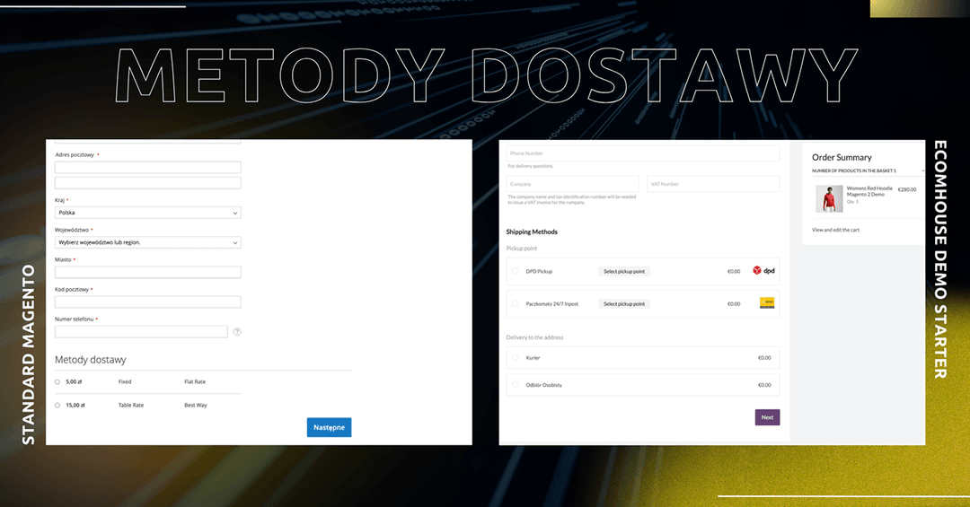 metody dostawy magento demo