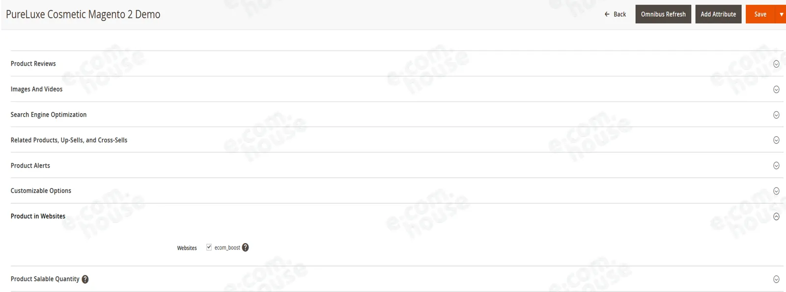 Sekcja Product in Websites