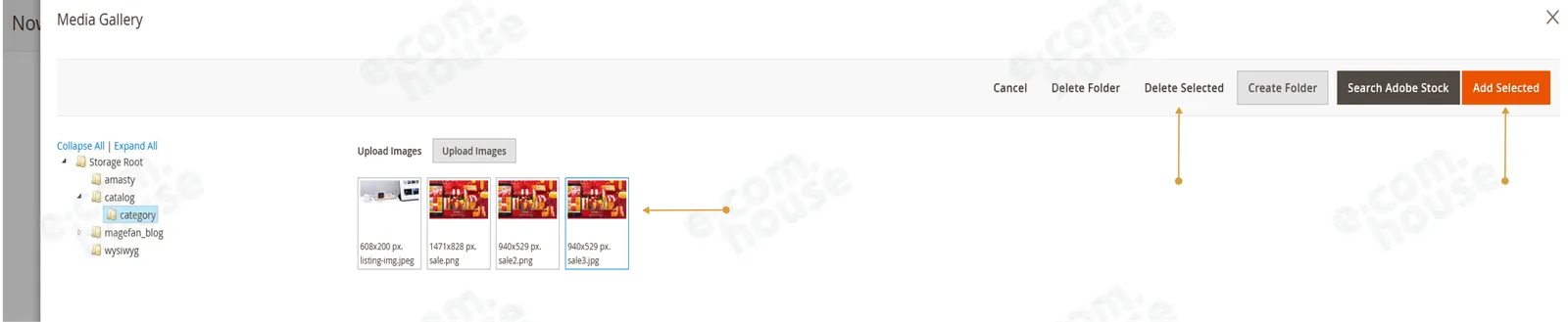 Zatwierdzanie wybranego zdjęcia przyciskiem Add Selected