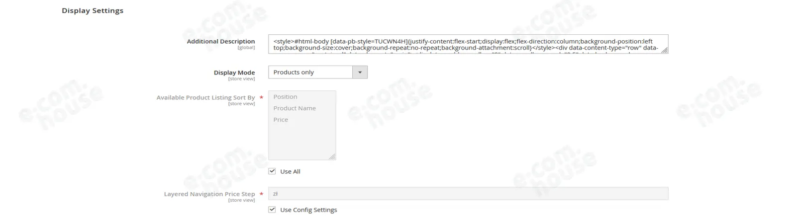 Sekcja Display Settings z opcjami Display Mode i Anchor