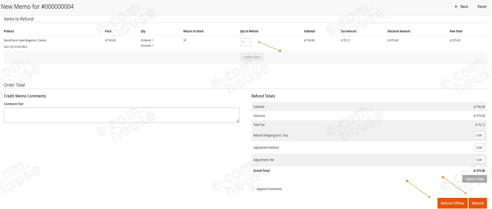 formularz credit memo